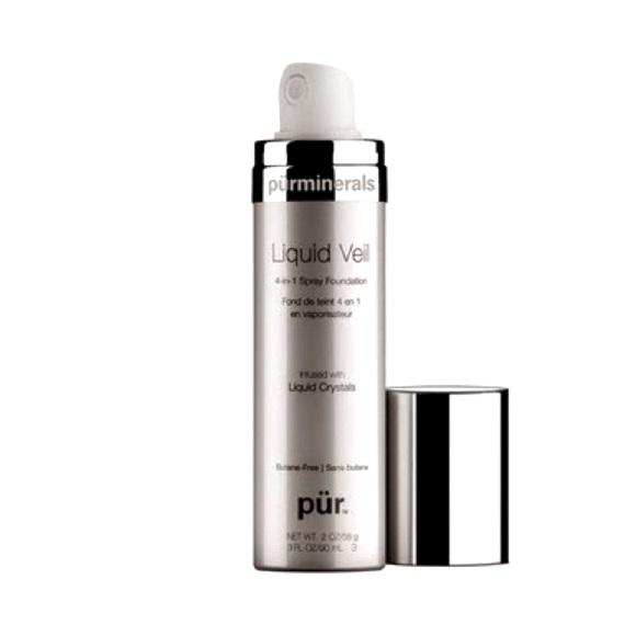 PürMinerals Liquid Veil 4-in-1 Spray Foundation Infused w/ Liquid Crystals, Dark - Picture 1 of 14